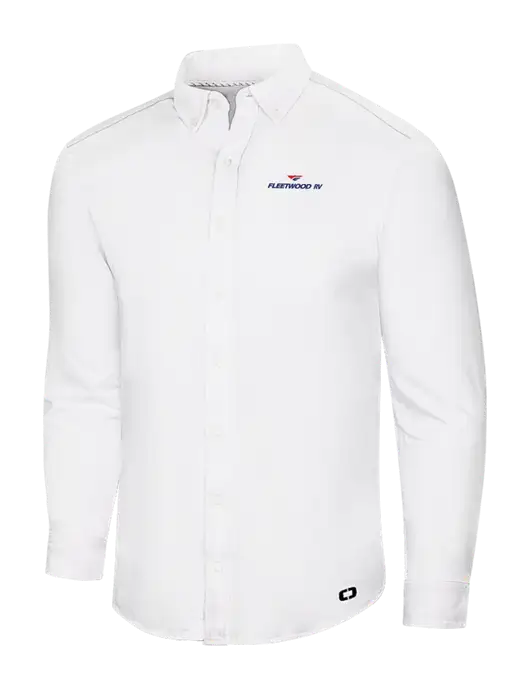 OGIO Bright White Modern Code Stretch Button-Up Shirt w/Fleetwood RV Logo