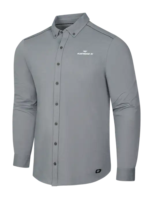 OGIO Medium Grey Heather Modern Code Stretch Button-Up Shirt w/Fleetwood RV Logo
