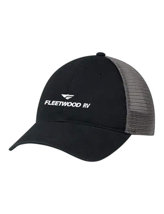 Richardson 111 Garment Washed Trucker Cap Black w/Charcoal Mesh w/Fleetwood RV Logo