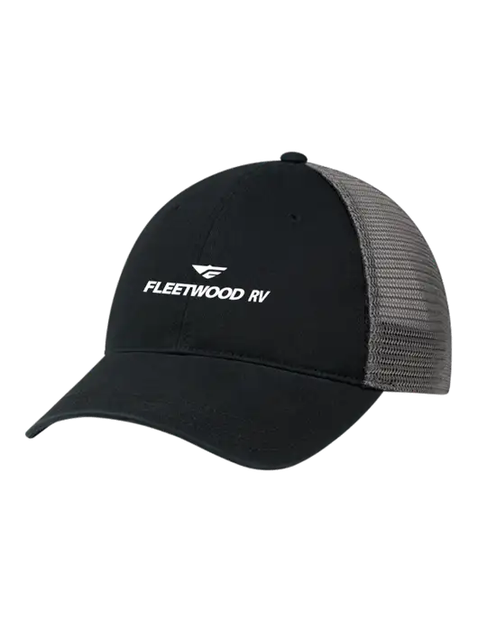 Richardson 111 Garment Washed Trucker Cap Black w/Charcoal Mesh w/Fleetwood RV Logo