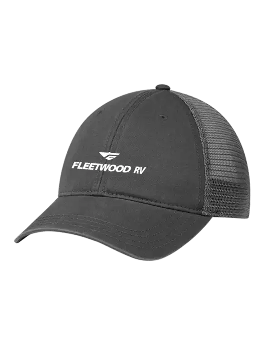 Richardson 111 Garment Washed Trucker Cap Charcoal w/Charcoal Mesh w/Fleetwood RV Logo