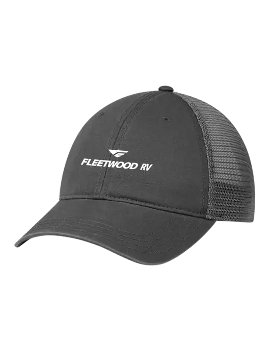 Richardson 111 Garment Washed Trucker Cap Charcoal w/Charcoal Mesh w/Fleetwood RV Logo