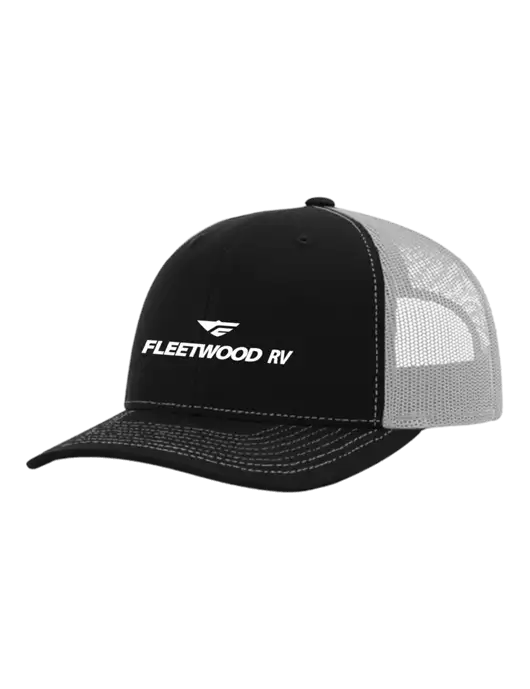 Richardson Adjustable Snapback Original 112 Trucker Cap Black w/White Mesh w/Fleetwood RV Logo