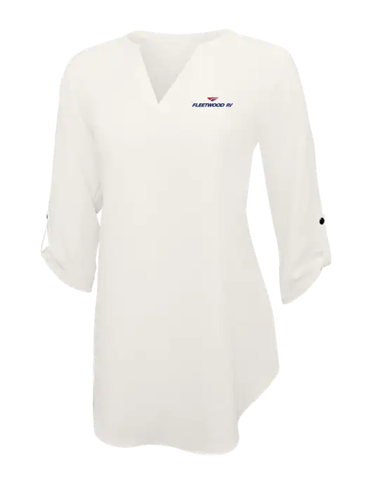 Ivory Womens 3/4 Sleeve Tunic Blouse w/Fleetwood RV Logo