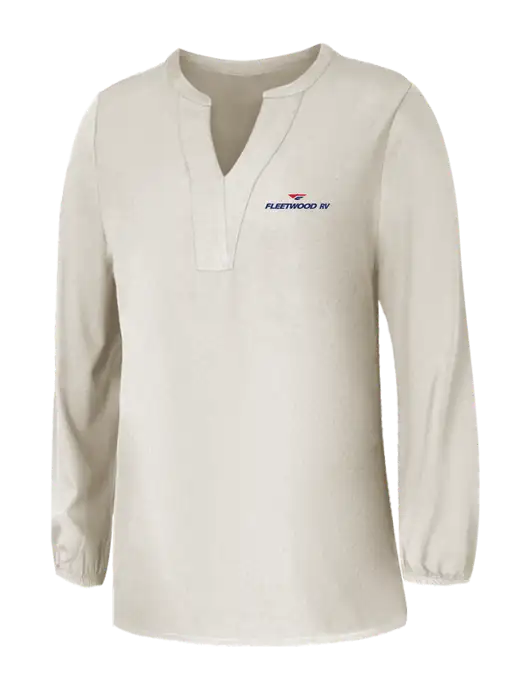 Mercer+Mettle Womens Ivory Stretch Crepe 3/4 Sleeve Blouse w/Fleetwood RV Logo