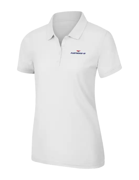 White Womens Core Classic Pique Polo w/Fleetwood RV Logo