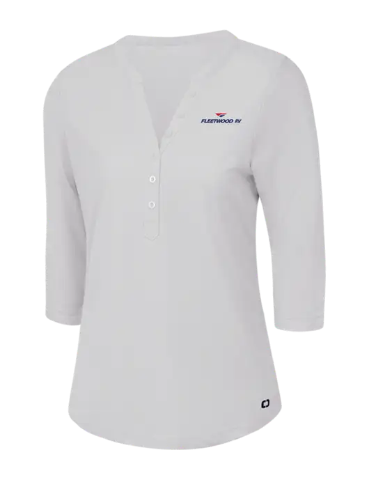 OGIO Bright White Jewel Henley w/Fleetwood RV Logo