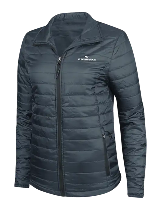 Navy Womens Puffy Packable Jacket w/Fleetwood RV Logo