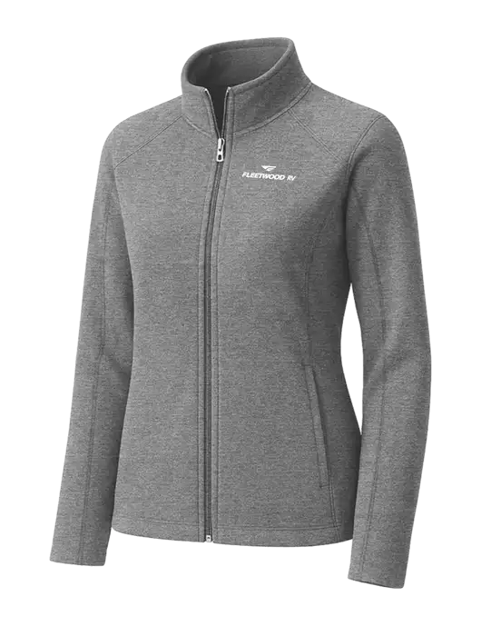 Medium Grey Womens Heather Microfleece Full-Zip Jacket w/Fleetwood RV Logo
