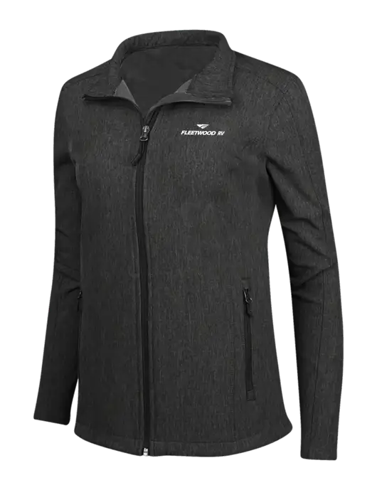 Black Charcoal Heather Womens Core Soft Shell Jacket w/Fleetwood RV Logo