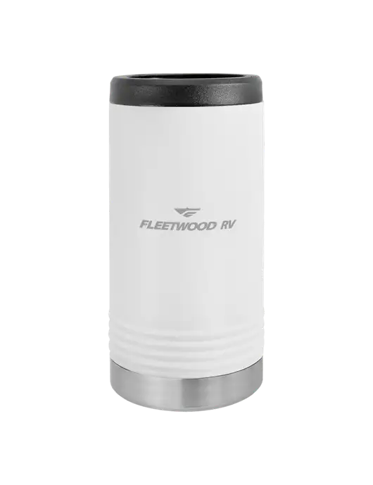 Polar Camel Powder Coated White Vacuum Insulated Slim Beverage Holder w/Fleetwood RV Logo