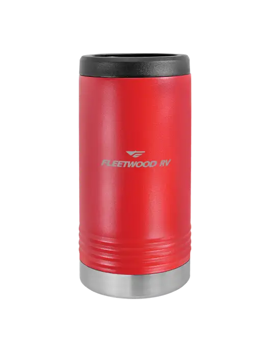 Polar Camel Powder Coated Red Vacuum Insulated Slim Beverage Holder w/Fleetwood RV Logo