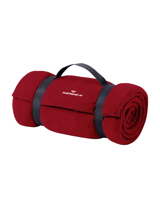 Casual Red Fleece Blanket With Strap w/Fleetwood RV Logo