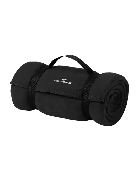 Casual Black Fleece Blanket With Strap w/Fleetwood RV Logo