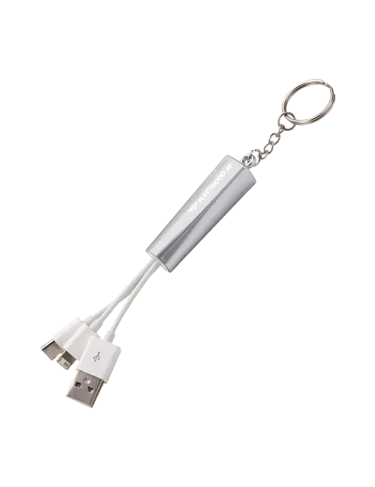 Silver Light-Up Charging Cable with Key Ring w/Fleetwood RV Logo